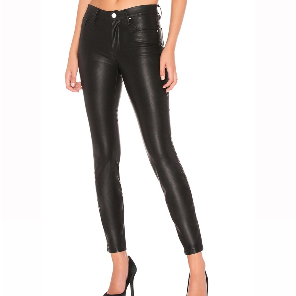 BLACK VEGAN LEATHER ANKLE SKINNY JEANS NWOT